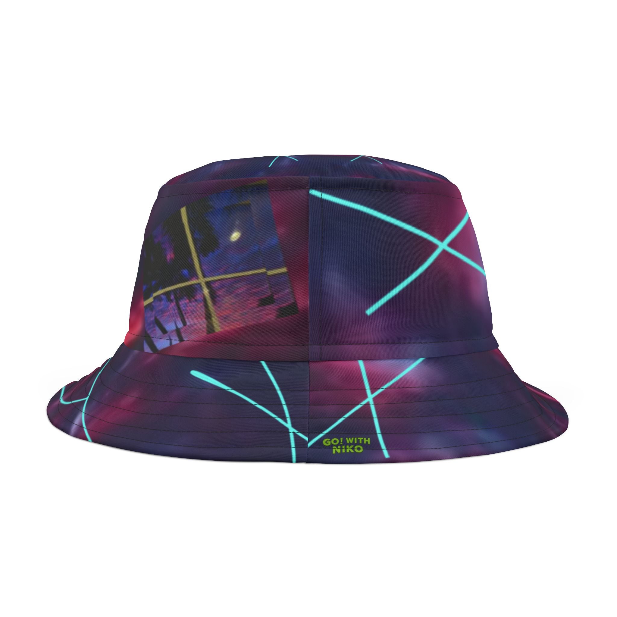 TRIPPY Bucket Hat — Retro Vaporwave AOP Sun Hat