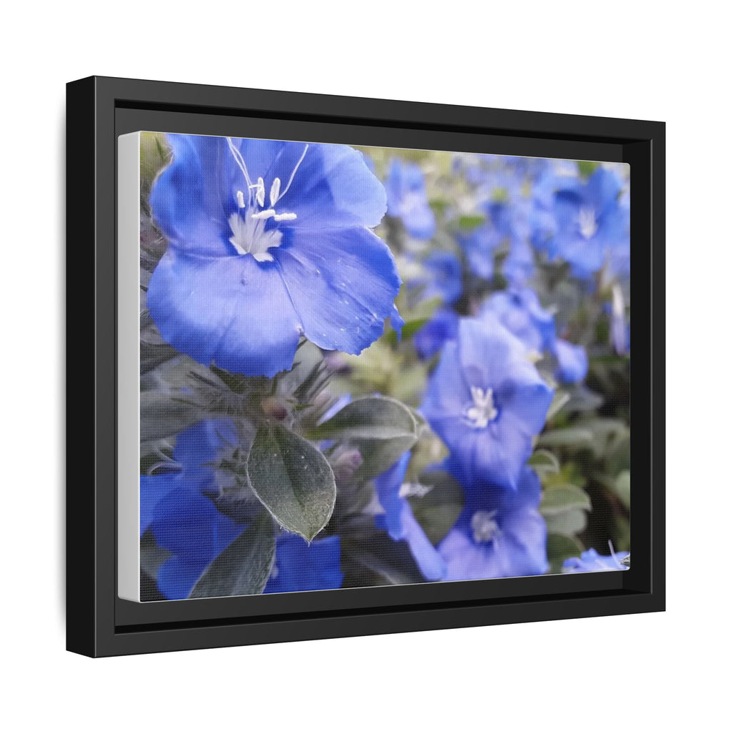 Framed Blue Floral Matte Canvas Wall Art — Vibrant Botanical Photography Print