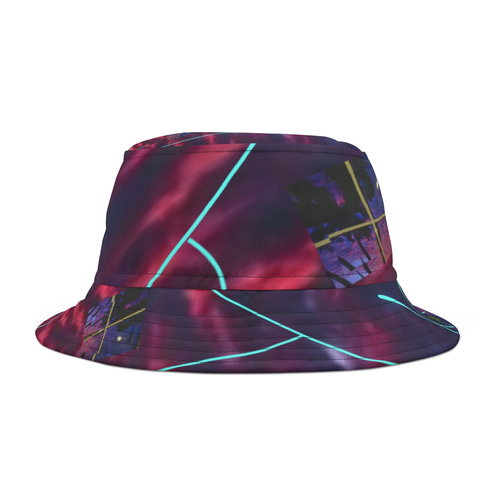 TRIPPY Bucket Hat — Retro Vaporwave AOP Sun Hat