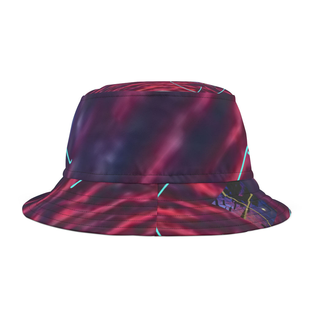 TRIPPY Bucket Hat — Retro Vaporwave AOP Sun Hat