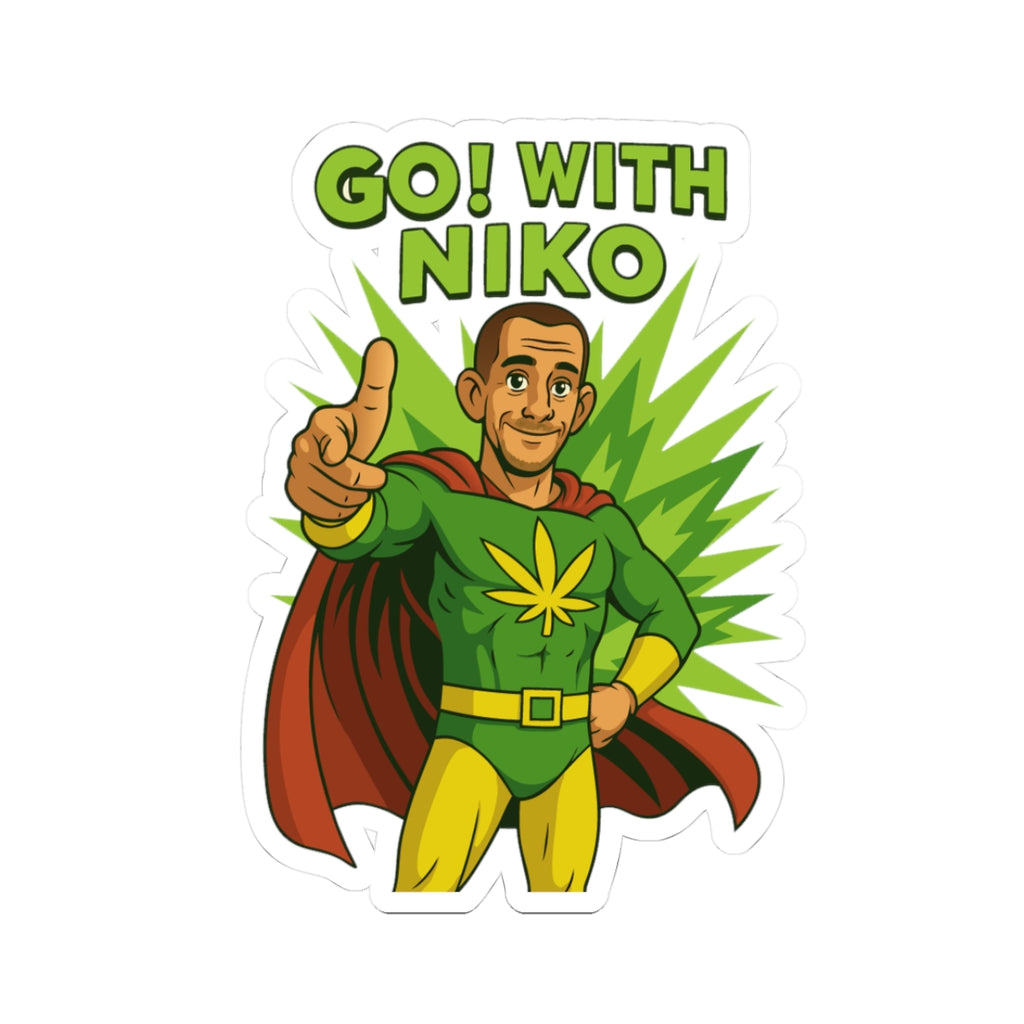 Go! With Niko Cannabis Superhero Sticker — Kiss-Cut Vinyl Decal