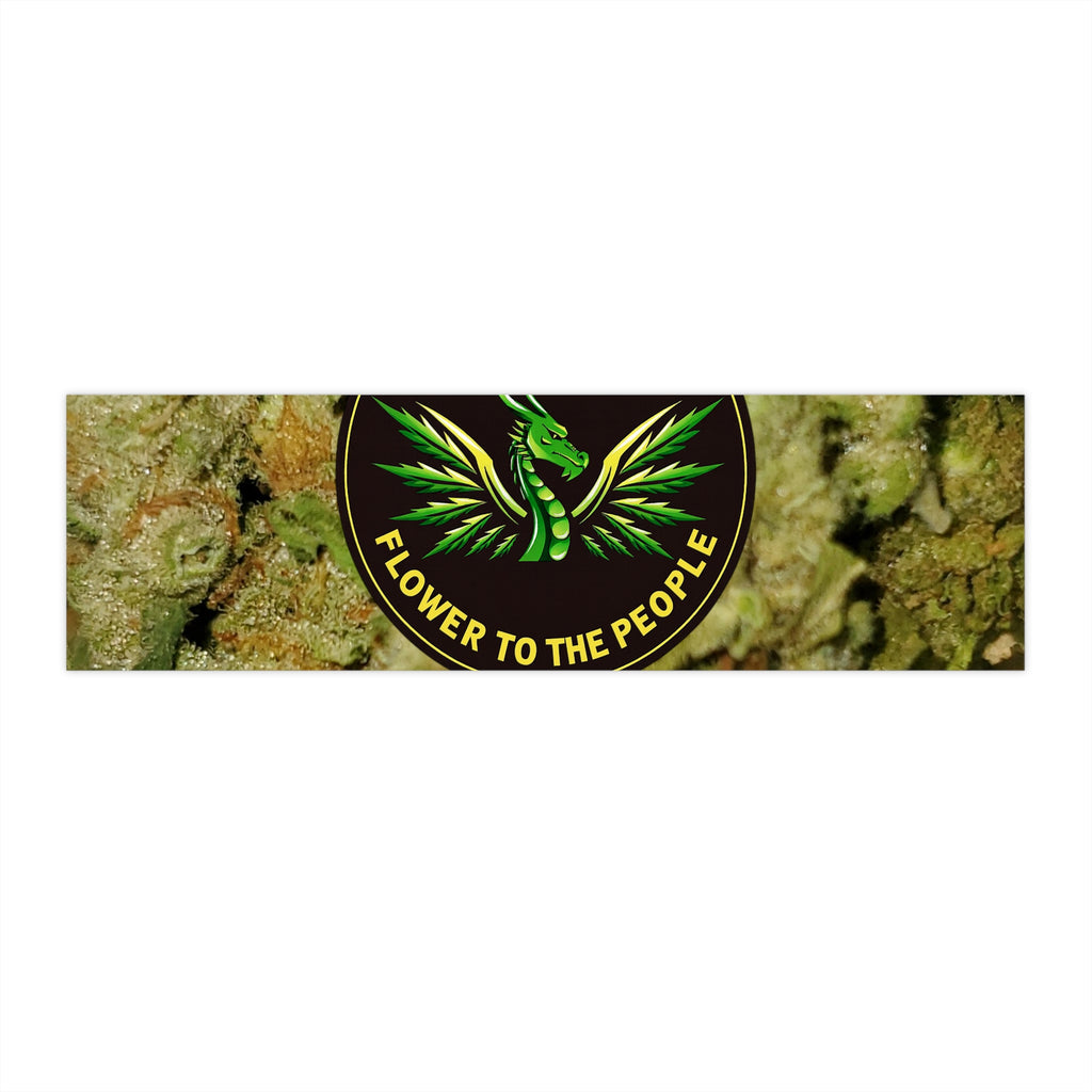 Flower to the People Bumper Sticker — Green Dragon Cannabis Leaf Design - GO! WITH NIKO LLC
