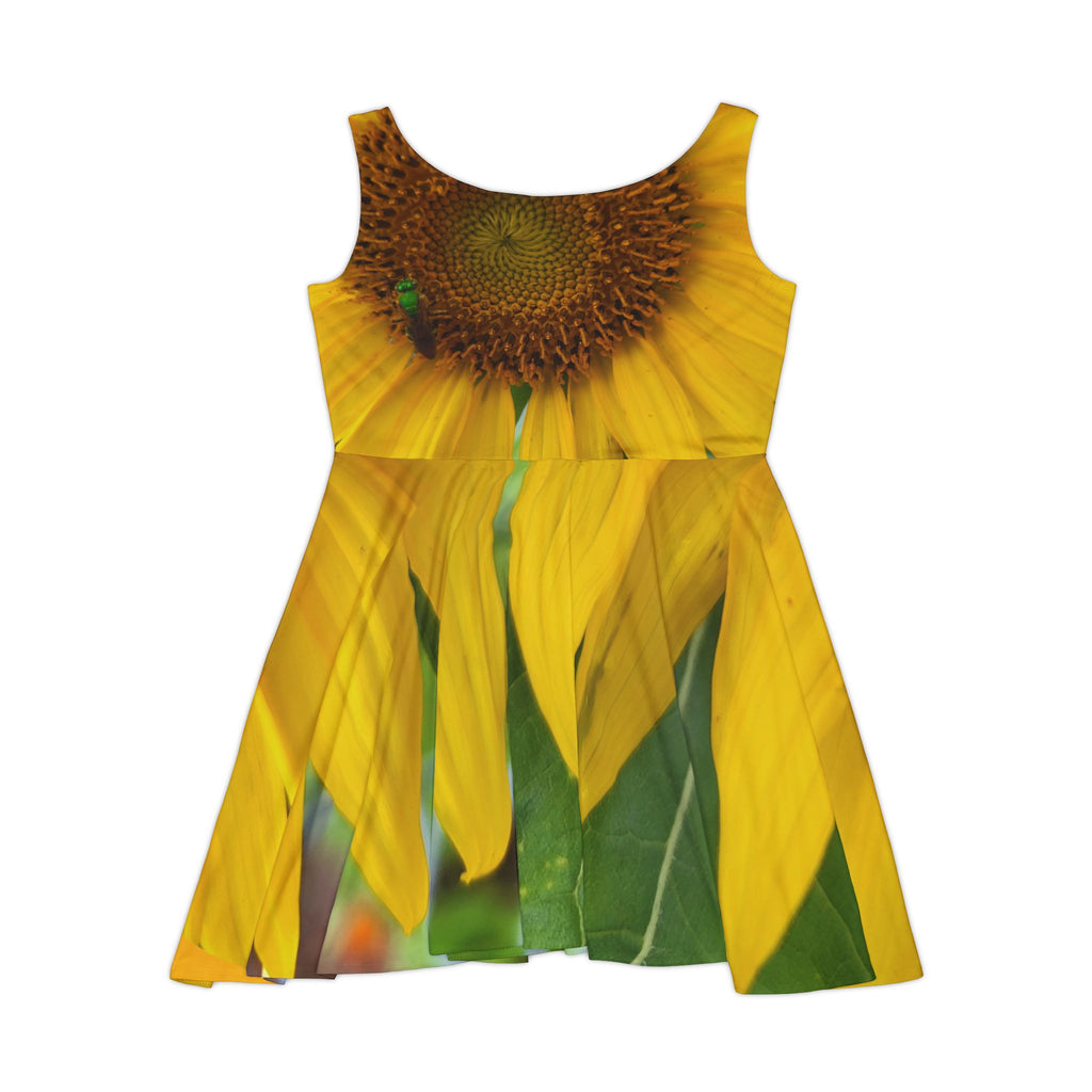 Sunflower Print Skater Dress – Bright Floral All-Over Print
