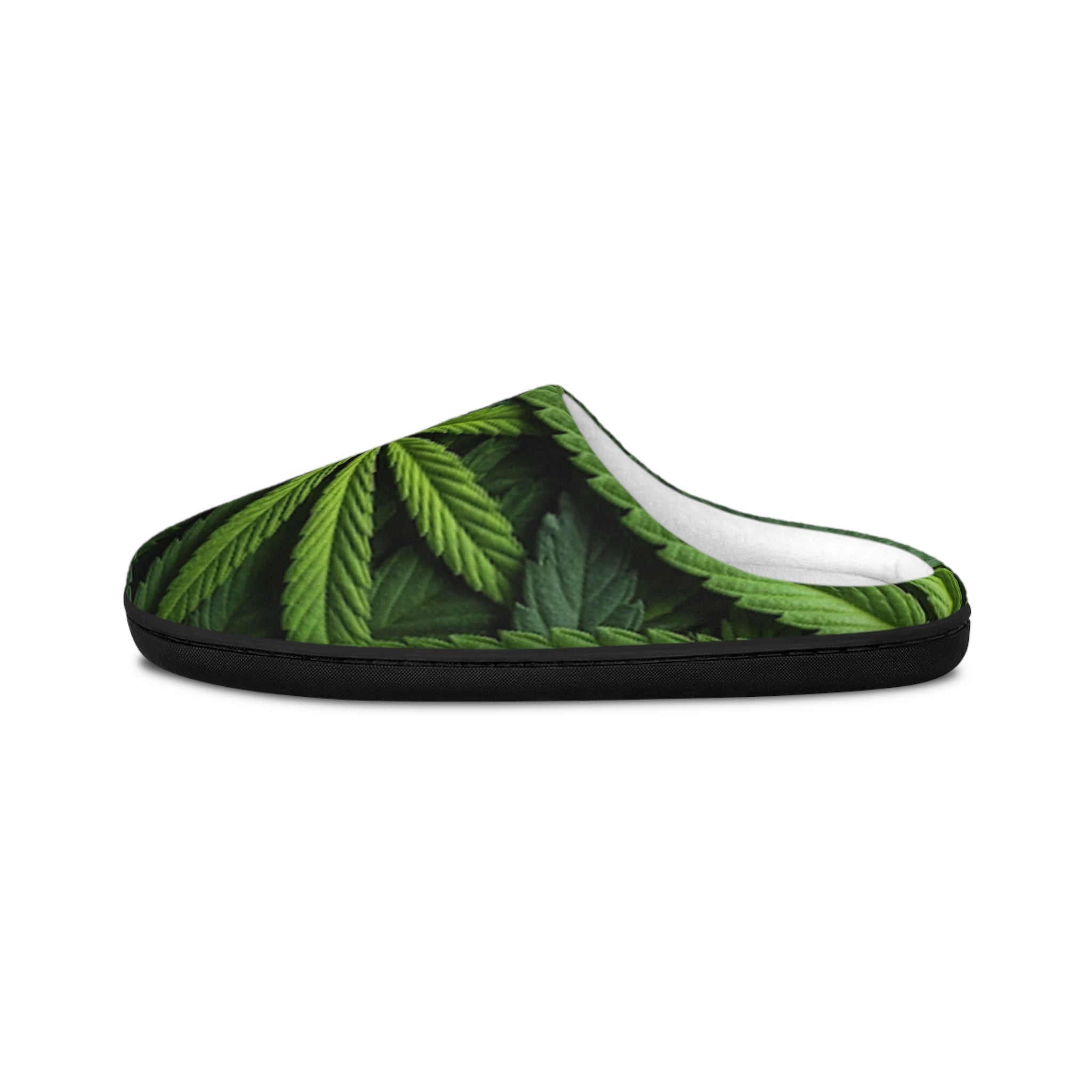 Cannabis Leaf Indoor Slippers - Men's Cozy Pot Leaf Slip-Ons for Home & Gifting - GO! WITH NIKO LLC